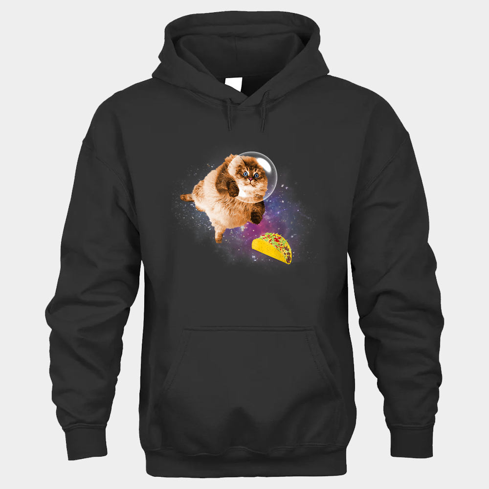 Taco Cat  Funny Taco Cat In Space  Taco Cat Unisex Hoodie - Black