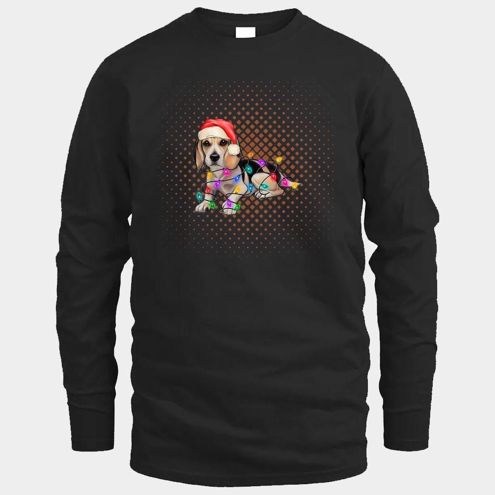 Beagle Santa Christmas Long Sleeve- Black