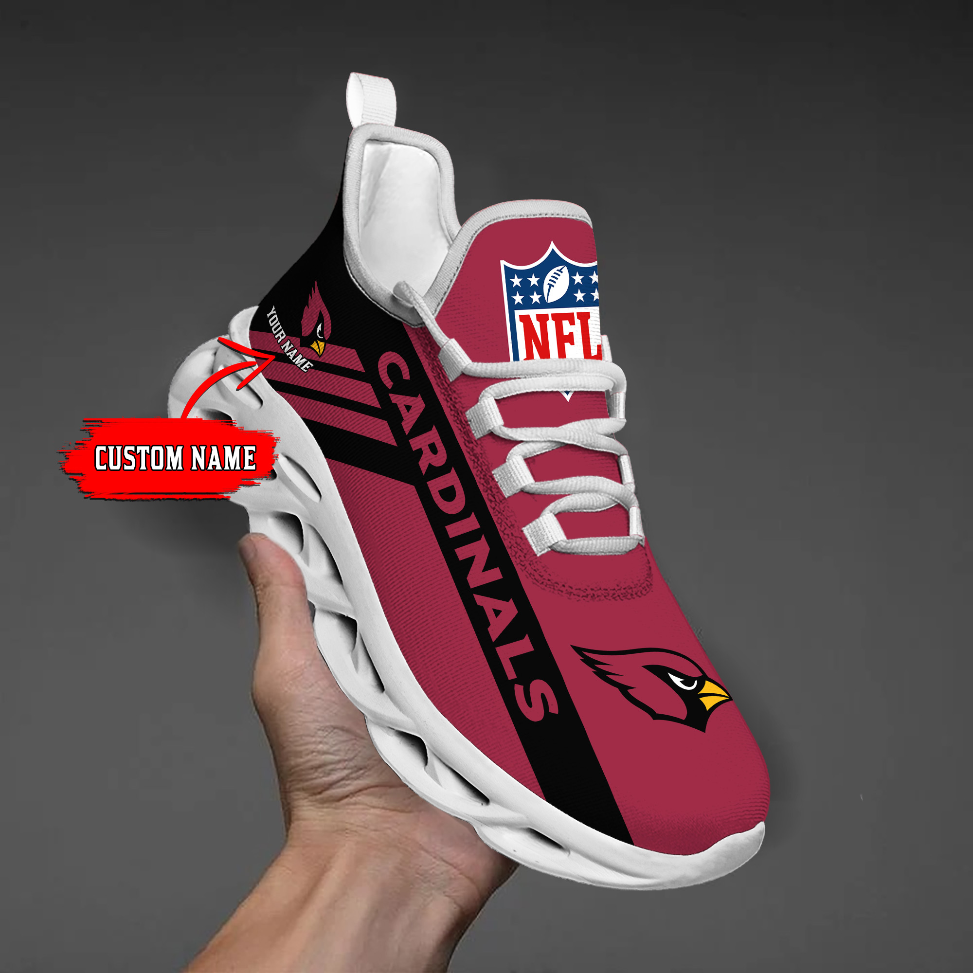 1 Custom Name   Arizona Cardinals    PERSONALIZED MAX SOUL SHOES  T3