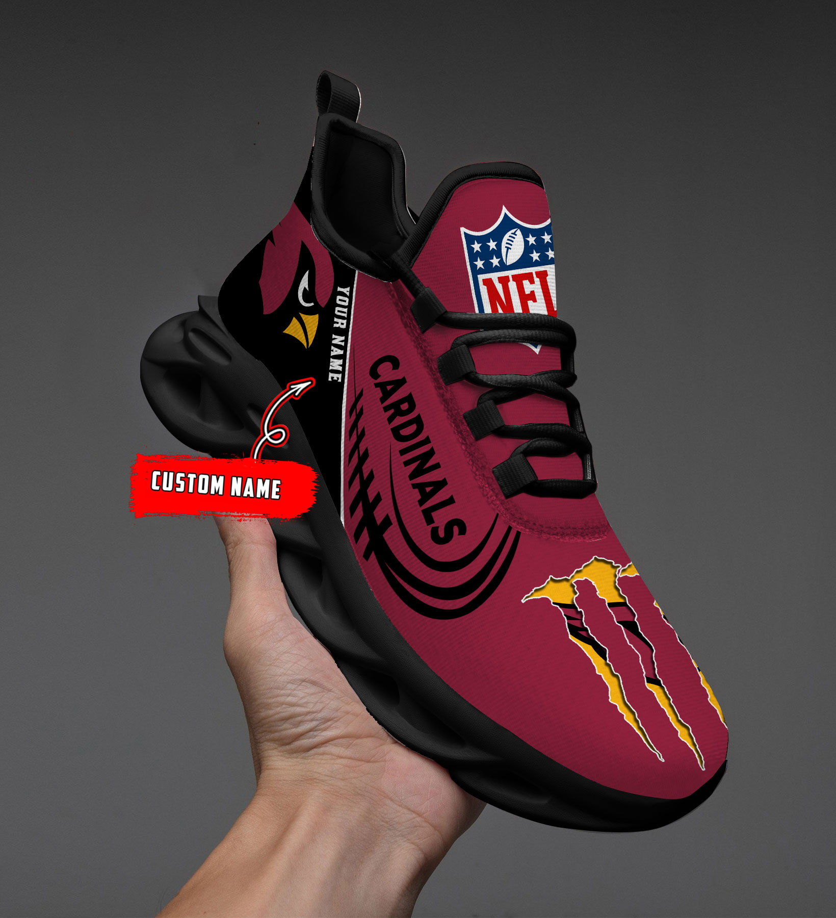 1 Custom Name   Arizona Cardinals  PERSONALIZED MAX SOUL SHOES T6