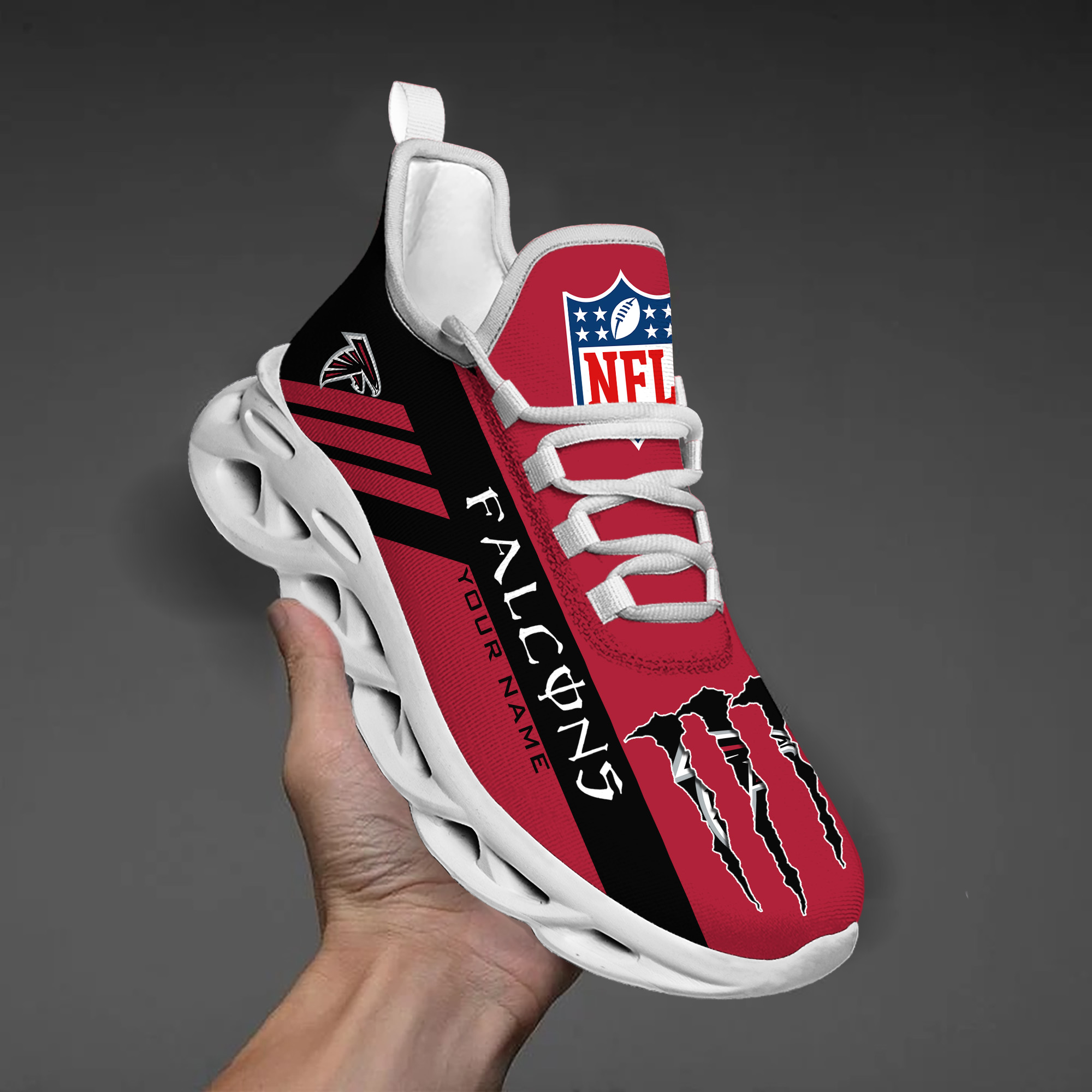 1 Custom Name   Atlanta Falcons   PERSONALIZED MAX SOUL SHOES T5