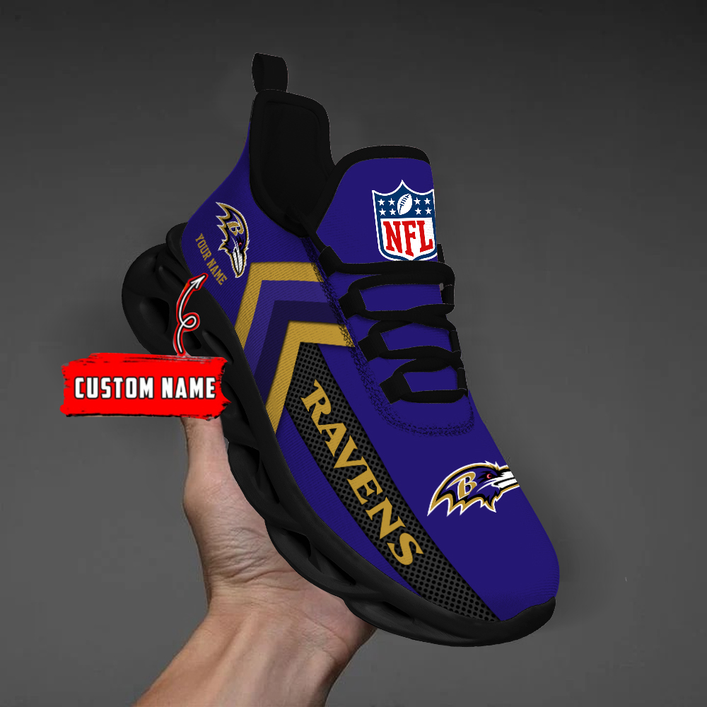 1 Custom Name   Baltimore Ravens   PERSONALIZED MAX SOUL SHOES T4