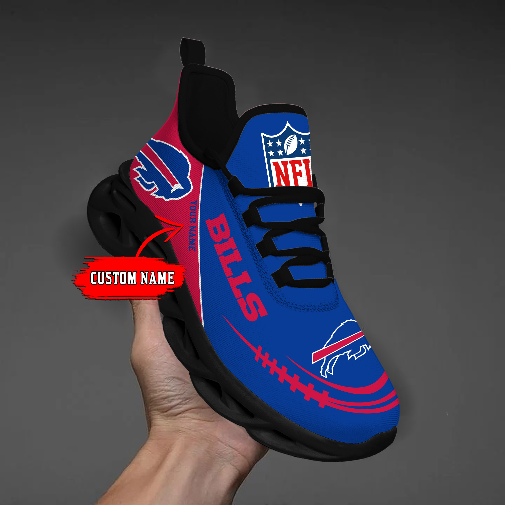 1 Custom Name   Buffalo Bills   PERSONALIZED MAX SOUL SHOES T2