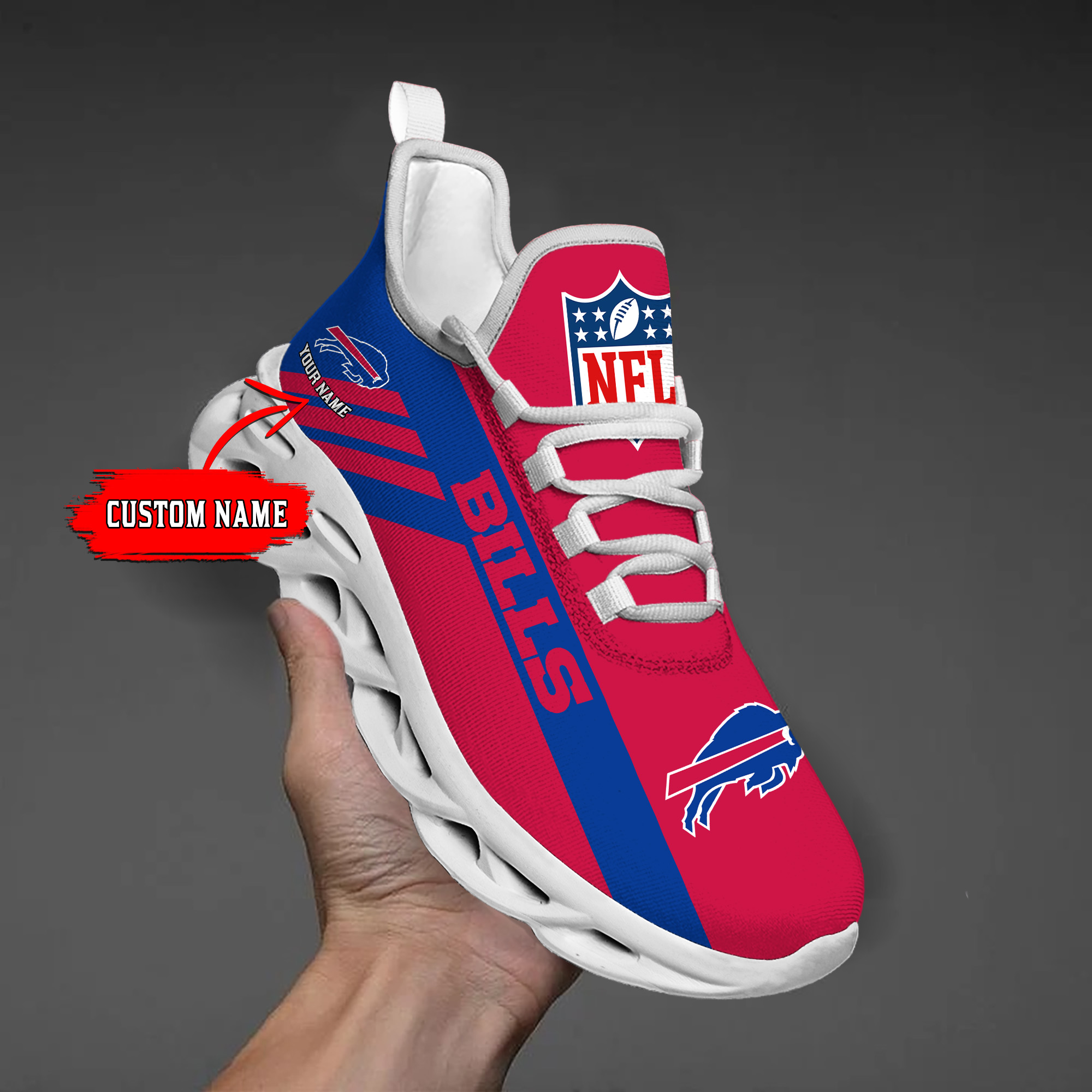 1 Custom Name   Buffalo Bills    PERSONALIZED MAX SOUL SHOES  T3