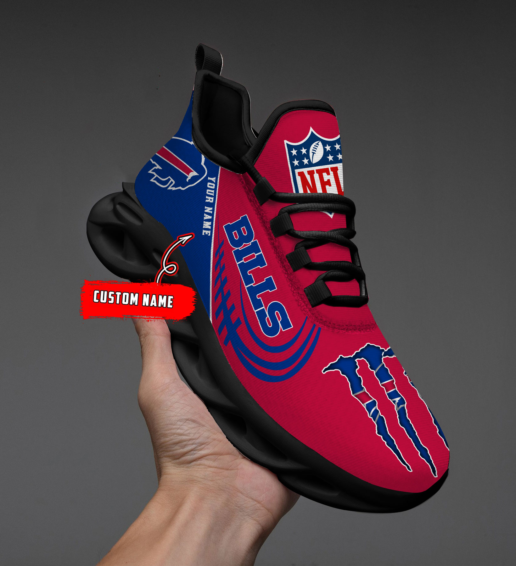 1 Custom Name   Buffalo Bills   PERSONALIZED MAX SOUL SHOES T6