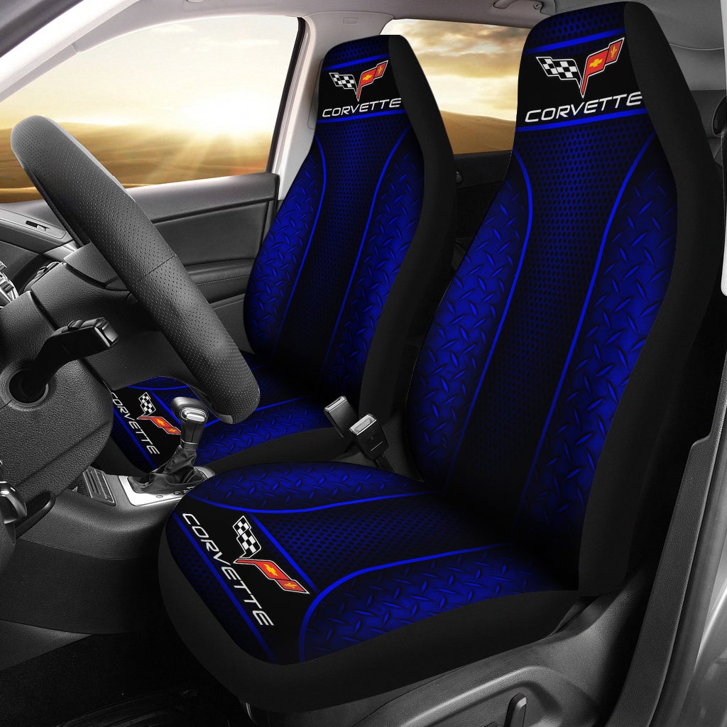 2 Front Corvette C6 Seat Covers Blue