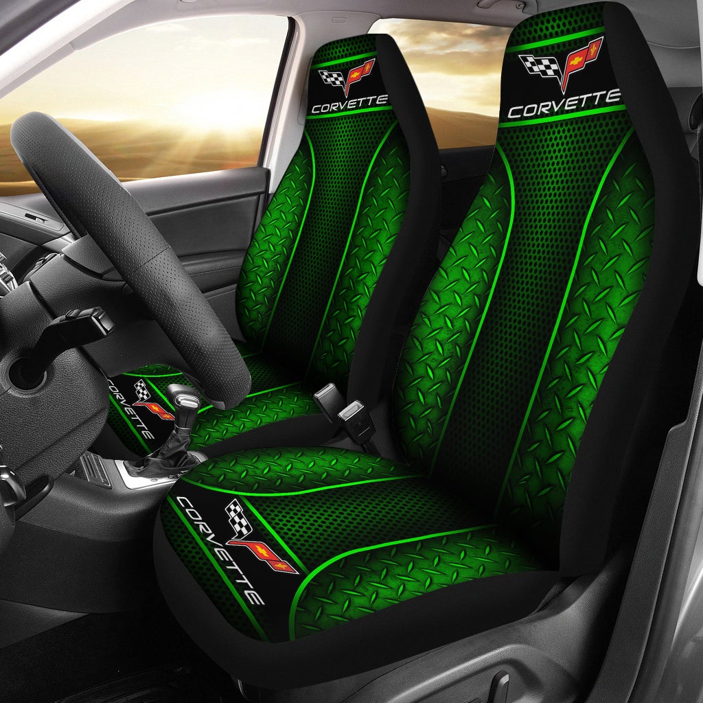 2 Front Corvette C6 Seat Covers Green