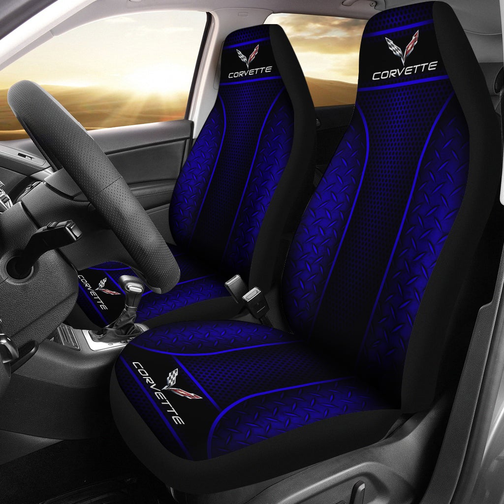 2 Front Corvette C7 Seat Covers Blue