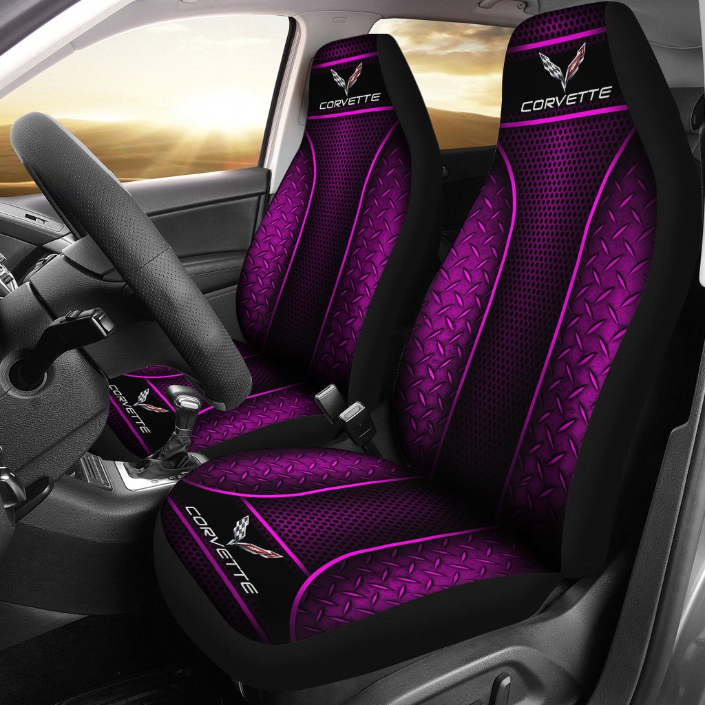 2 Front Corvette C7 Seat Covers Pink