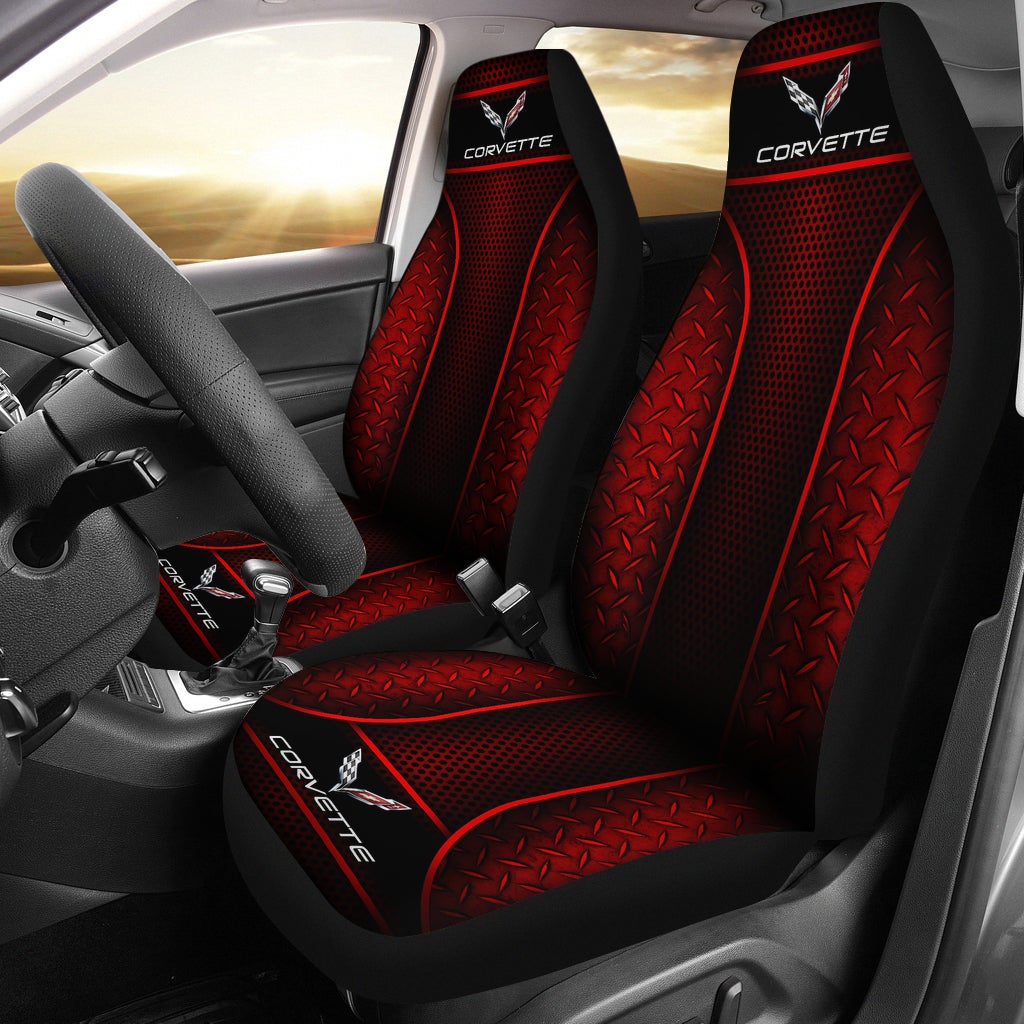 2 Front Corvette C7 Seat Covers Red