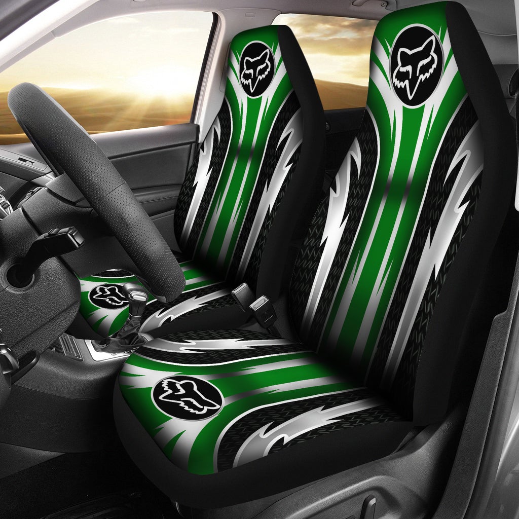 2 Front Fox Racing Seat Covers Green