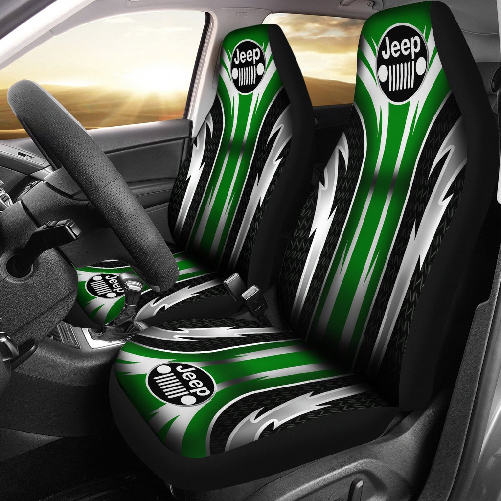 2 Front Jeep Seat Covers Green