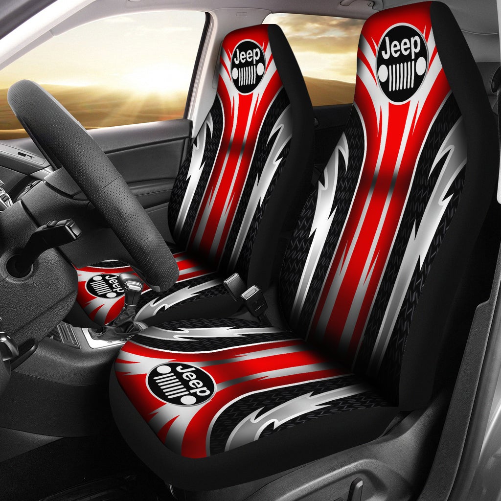 2 Front Jeep Seat Covers Red