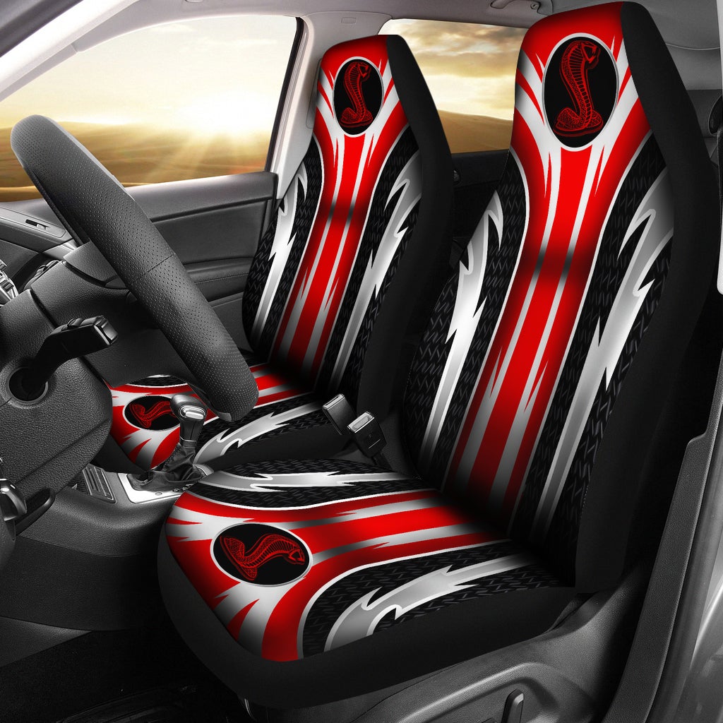 2 Front Mustang Cobra Seat Covers Red