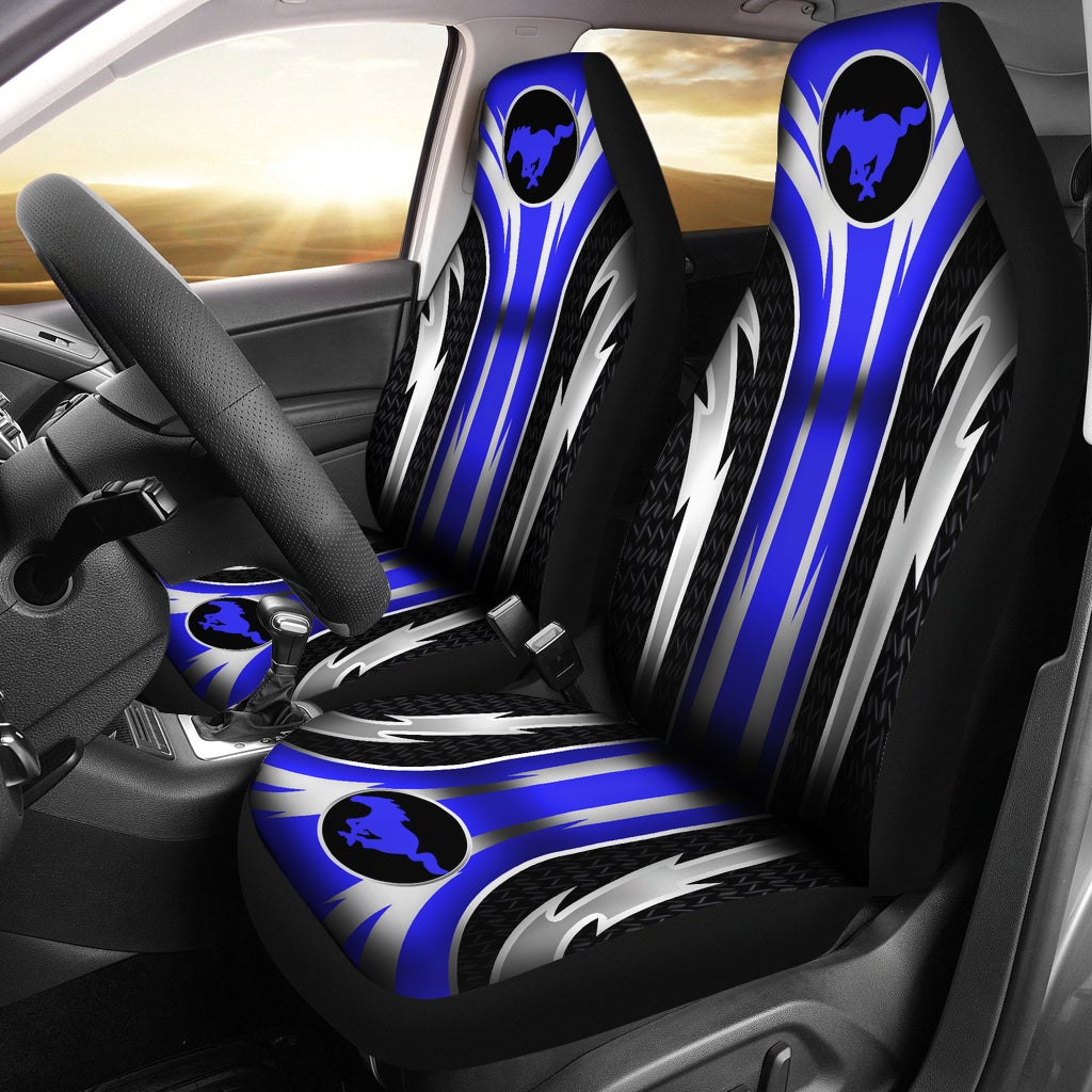 2 Front Mustang Seat Covers Blue