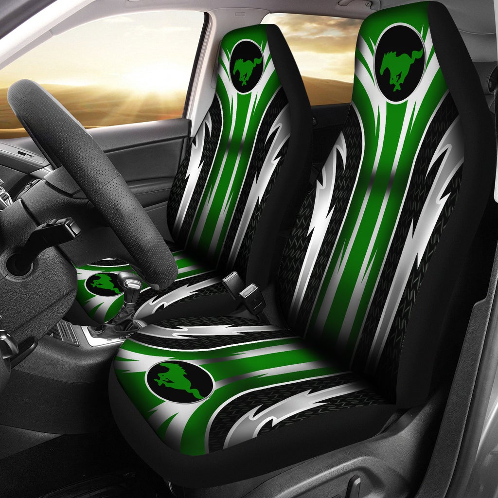 2 Front Mustang Seat Covers Green