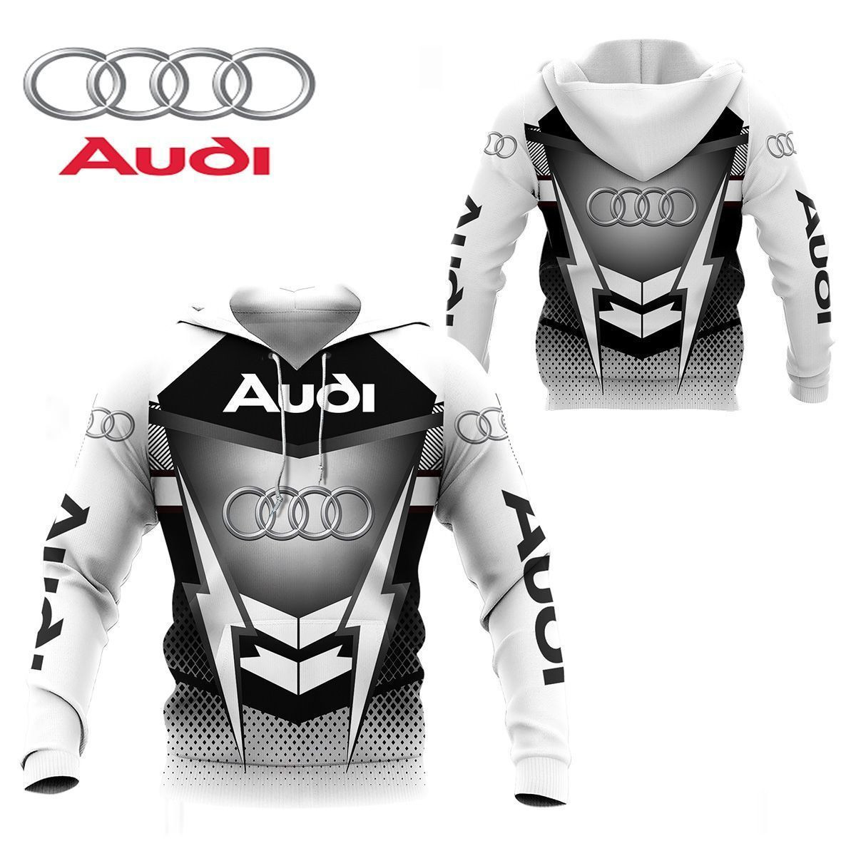 3D All Over Printed Audi  Shirts Ver 2 (White)