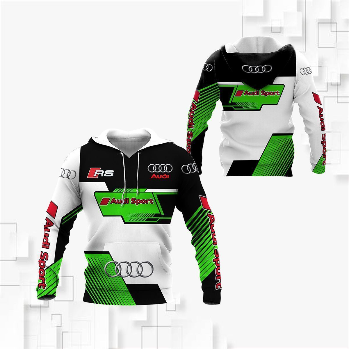 3D All Over Printed Audi Sport HVH-HT Shirts Ver 3 (Green)