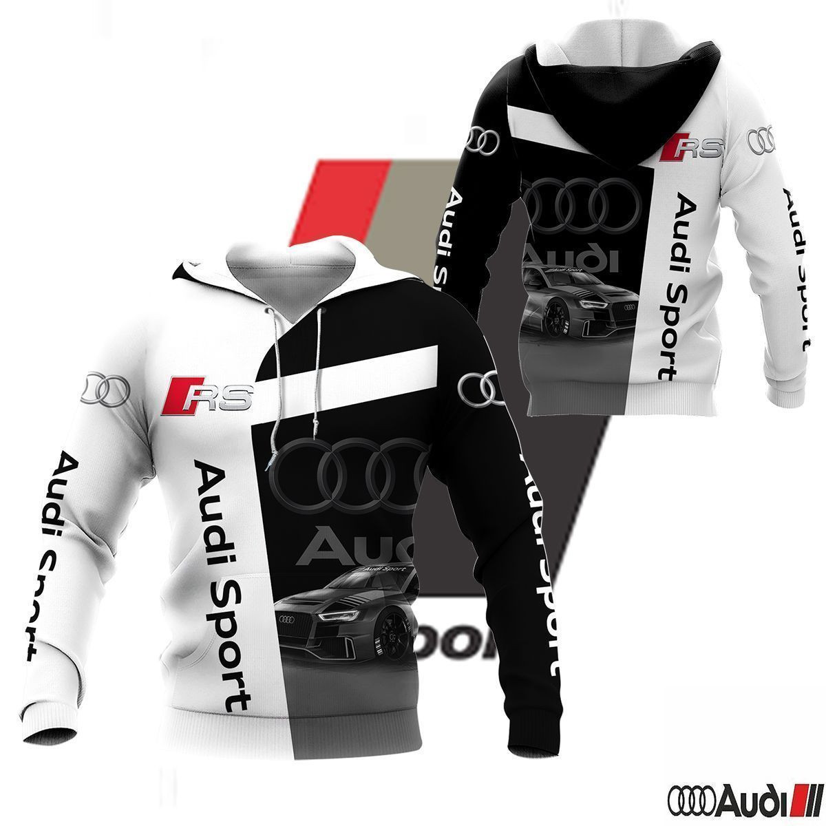 3D All Over Printed Audi Sport VTH-HL Shirts Ver 2 (White)