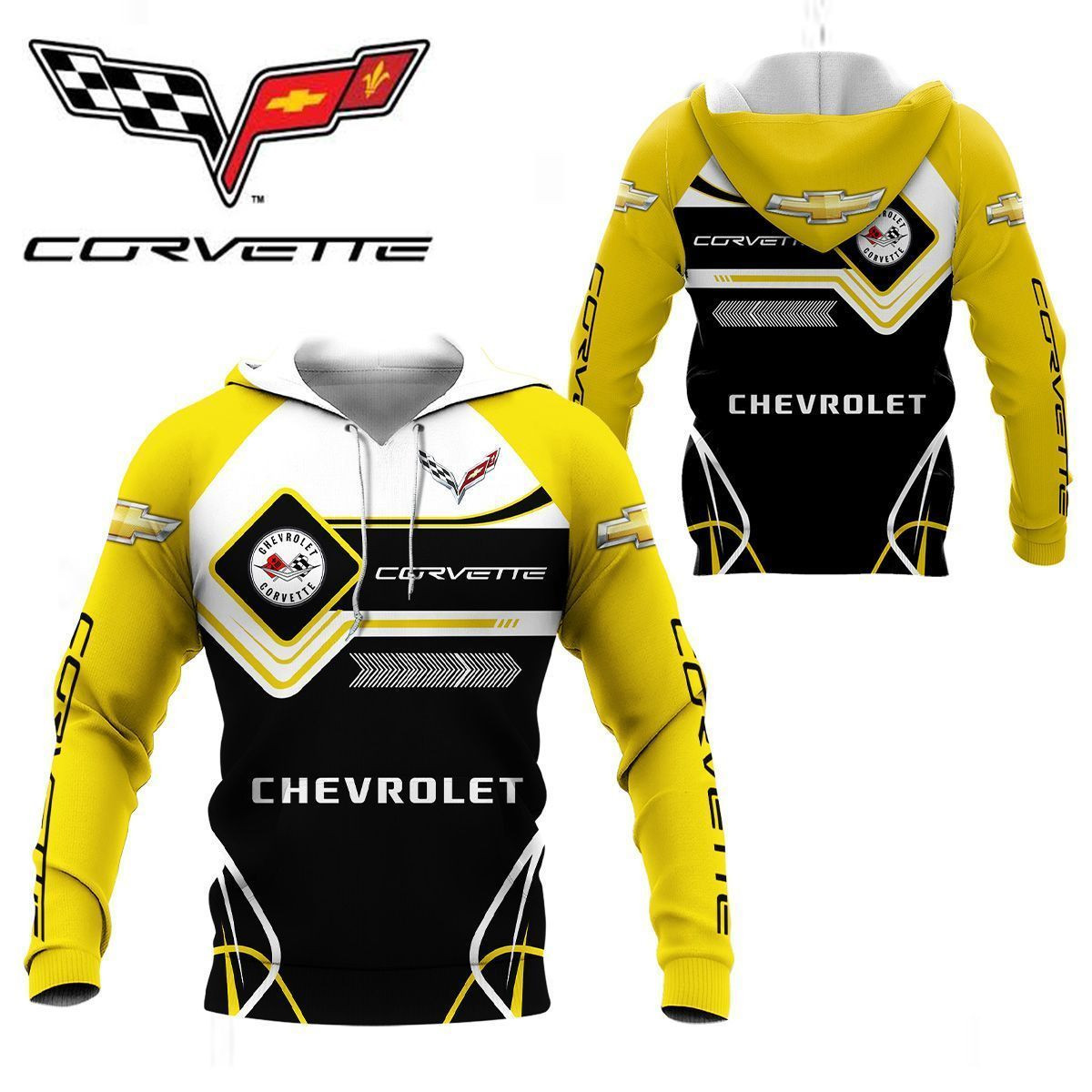 3D All Over Printed Chevrolet Corvette  Shirts Ver 2 (Yellow)