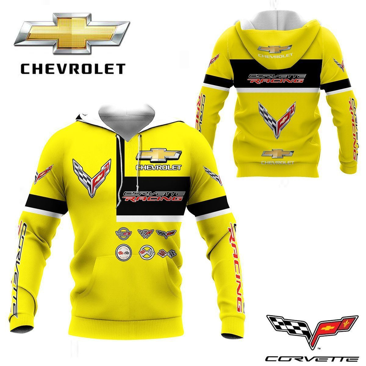 3D All Over Printed Chevrolet Corvette  Shirts Ver 3 (Yellow)