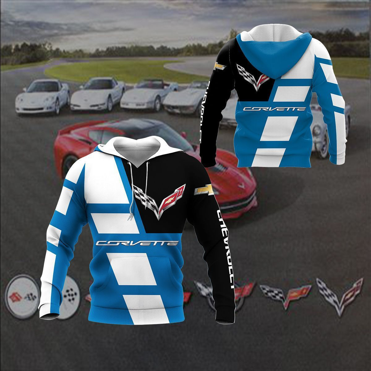 3D All Over Printed Chevrolet Corvette  Shirts Ver 8 (Blue)