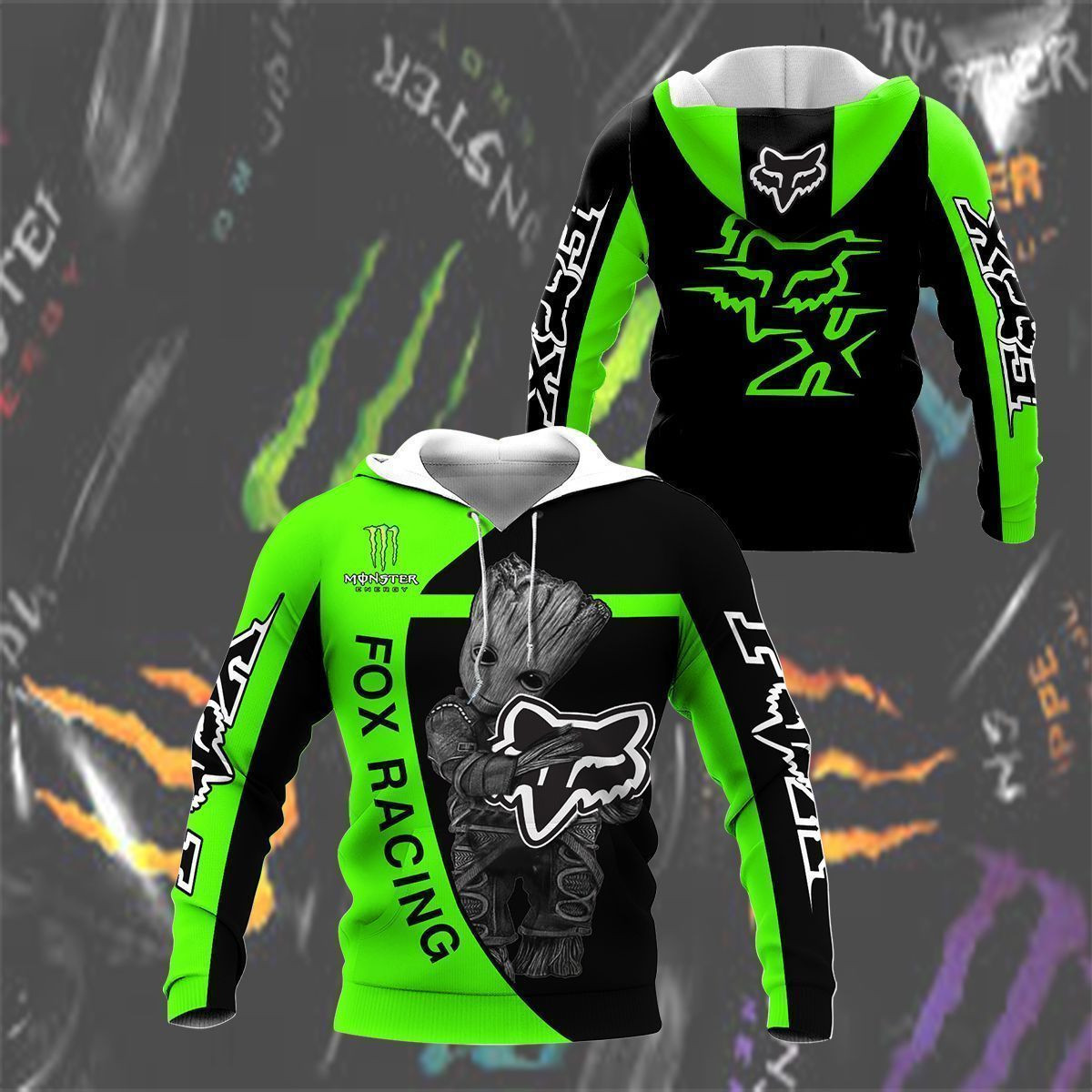 3D All Over Printed Fox Racing TIN - HA Shirts Ver 5 (Green)