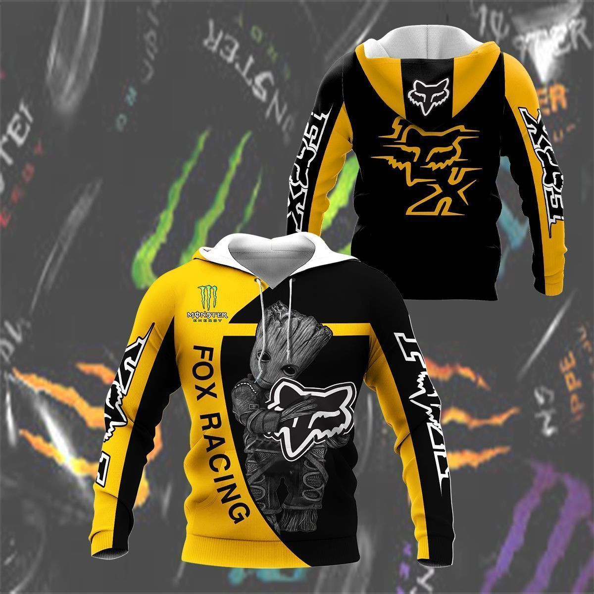 3D All Over Printed Fox Racing TIN - HA Shirts Ver 5 (Yellow)