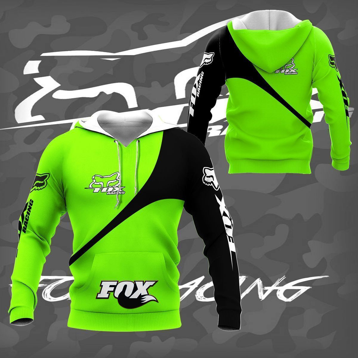 3D All Over Printed Fox Racing TIN -HT Shirts Ver 1 (Green)