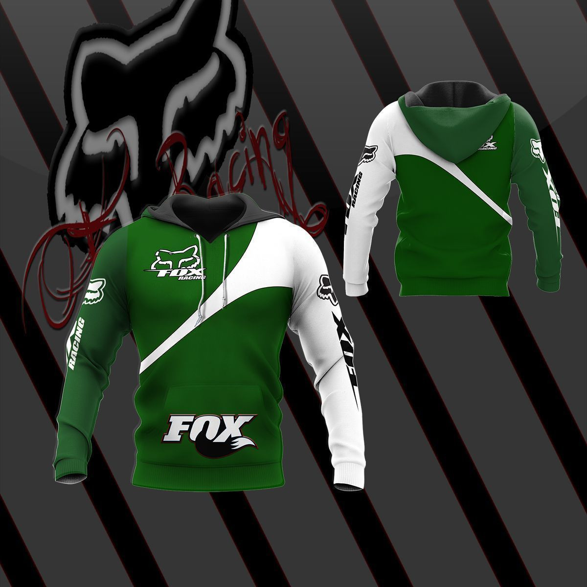 3D All Over Printed FOX racing TIN  Shirts Ver 1 (Green)