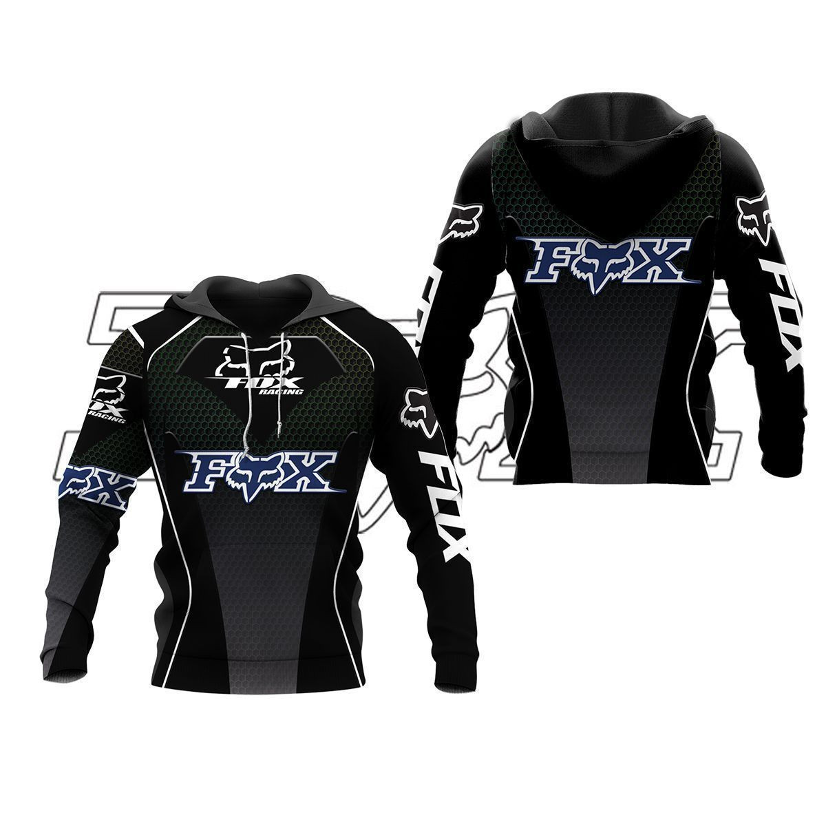 3D All Over Printed FOX racing TIN  Shirts Ver 2 (Black)