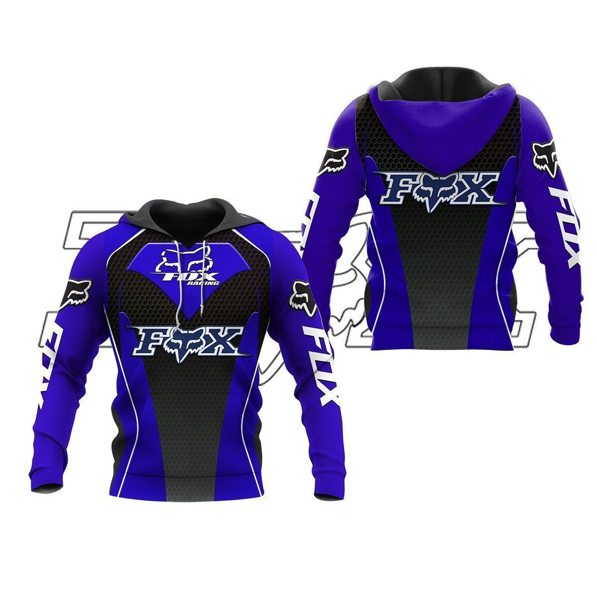 3D All Over Printed FOX racing TIN  Shirts Ver 2 (Blue)