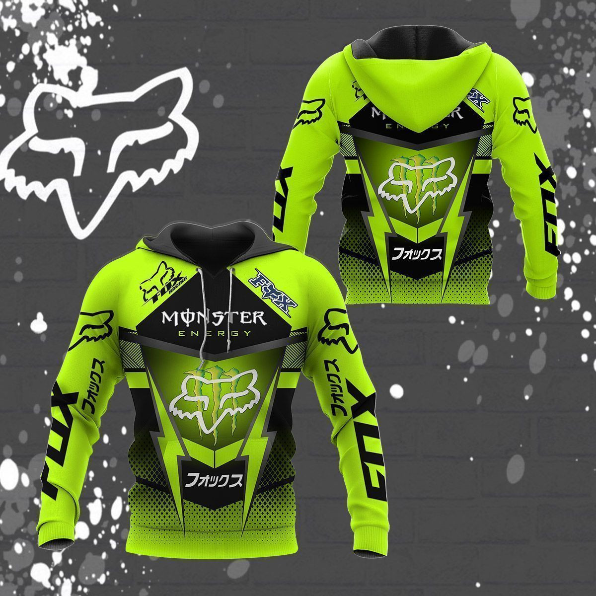 3D All Over Printed Fox Racing TIN  Shirts Ver3 (Neon Green)