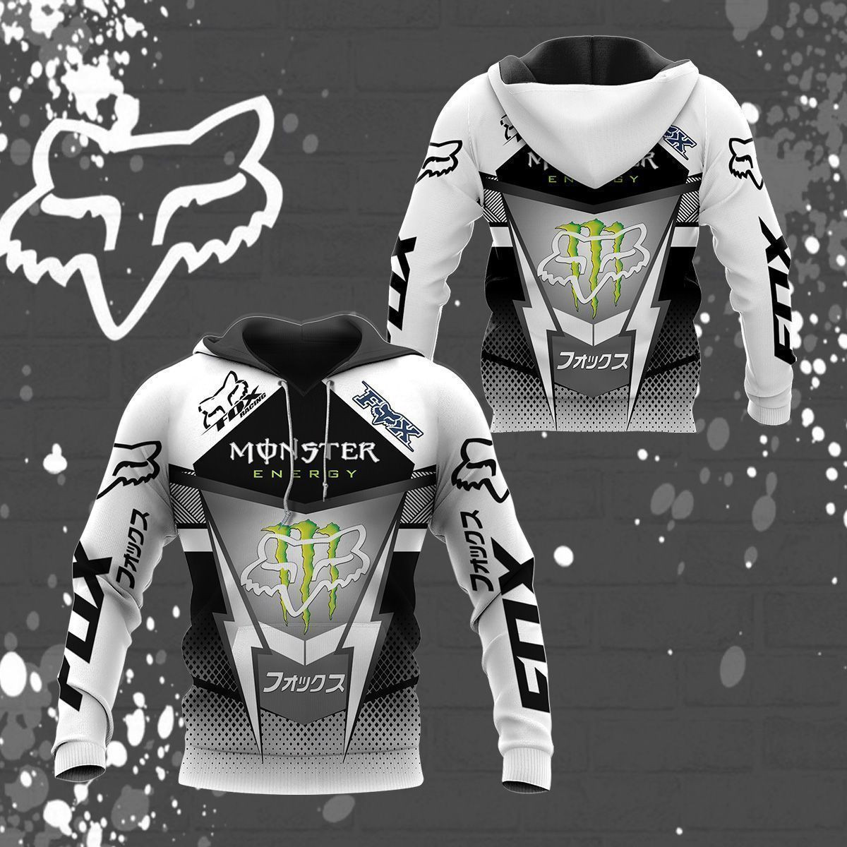 3D All Over Printed Fox Racing TIN  Shirts Ver3 (White)