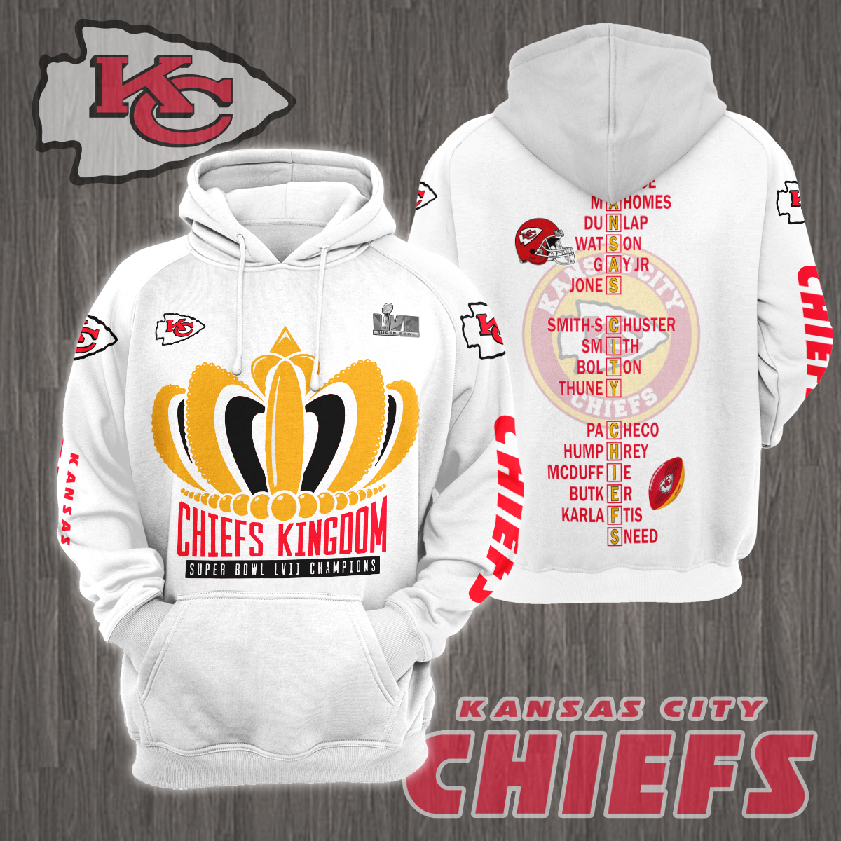 3D All Over Printed Kansas City Chiefs Super Bowl LVII Champions Shirts