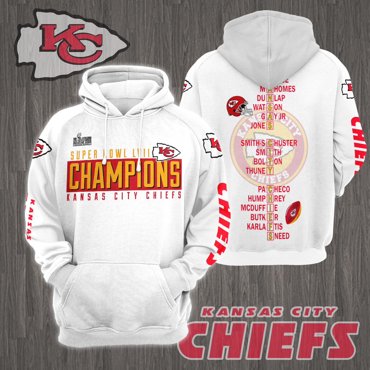 3D All Over Printed Kansas City Chiefs Super Bowl LVII Champions Shirts