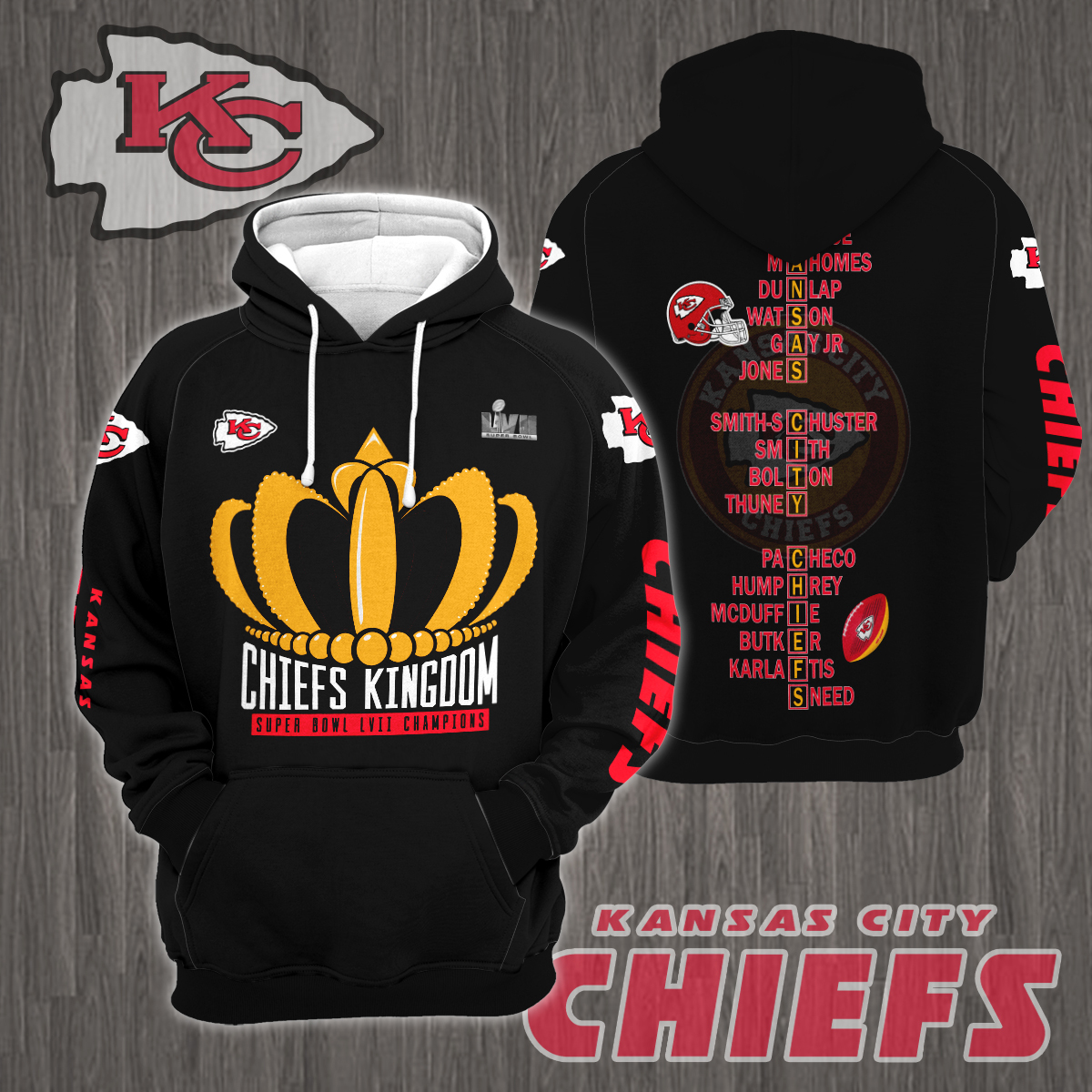 3D All Over Printed Kansas City Chiefs Super Bowl LVII Champions Shirts