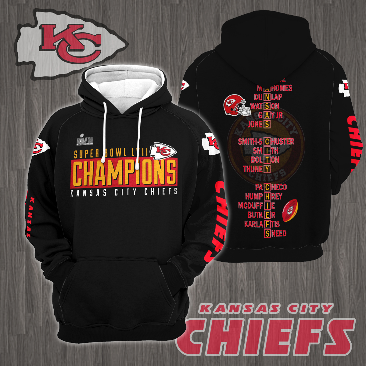 3D All Over Printed Kansas City Chiefs Super Bowl LVII Champions Shirts