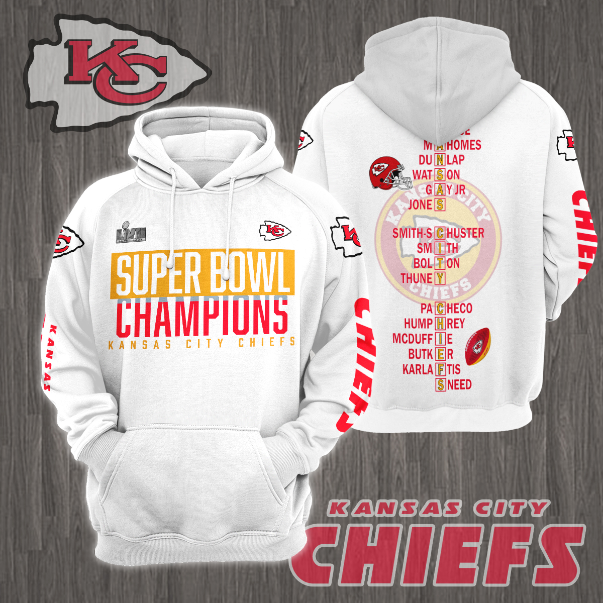 3D All Over Printed Kansas City Chiefs Super Bowl LVII Champions Shirts