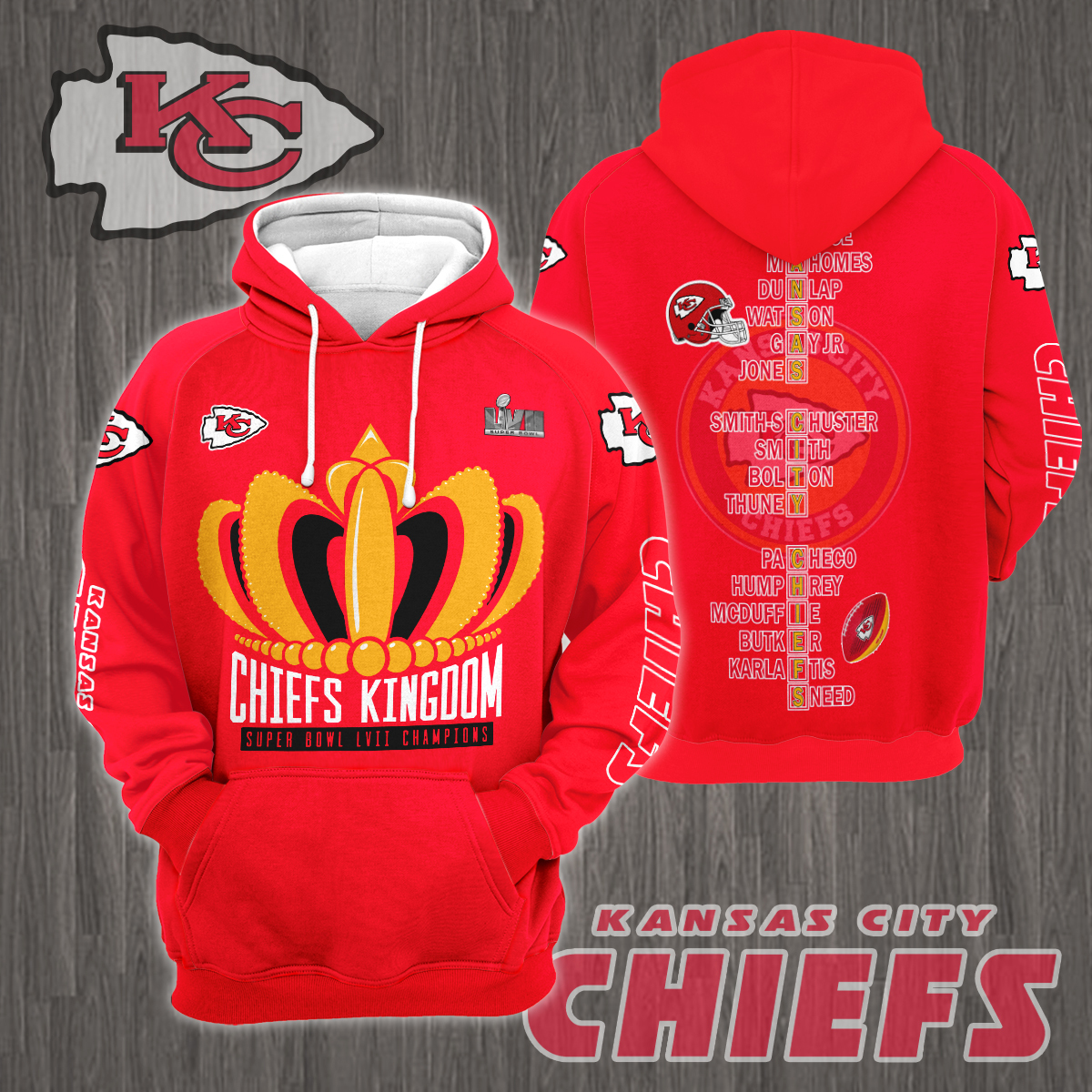 3D All Over Printed Kansas City Chiefs Super Bowl LVII Champions Shirts