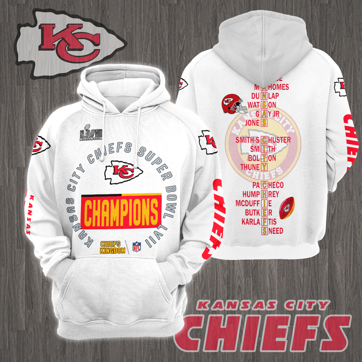 3D All Over Printed Kansas City Chiefs Super Bowl LVII Champions Shirts