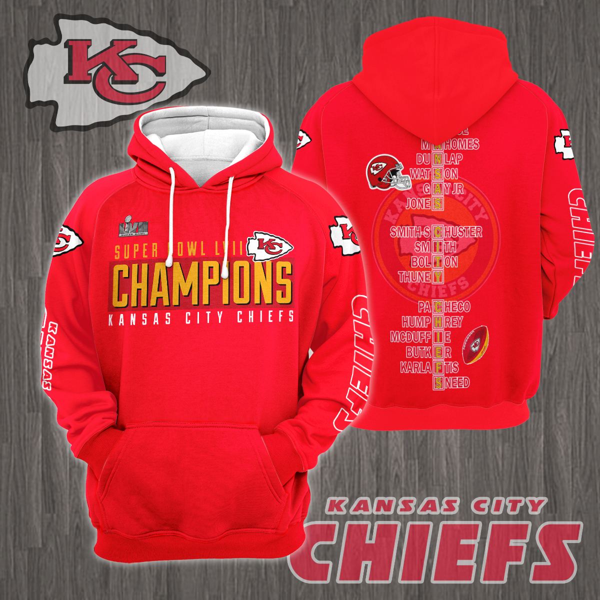 3D All Over Printed Kansas City Chiefs Super Bowl LVII Champions Shirts