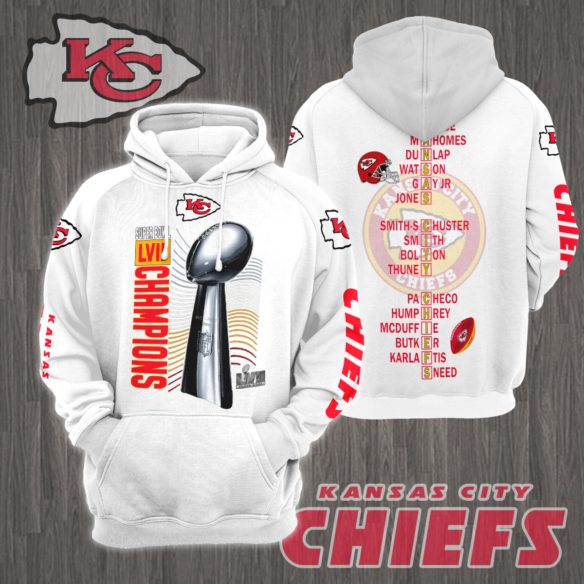 3D All Over Printed Kansas City Chiefs Super Bowl LVII Champions Shirts