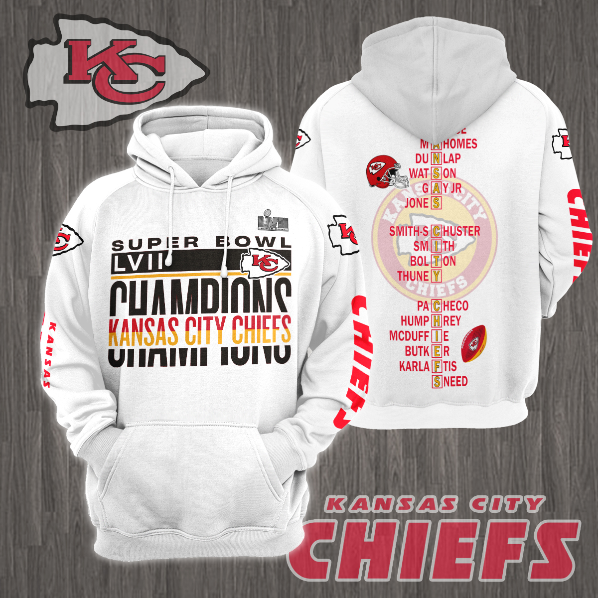 3D All Over Printed Kansas City Chiefs Super Bowl LVII Champions Shirts