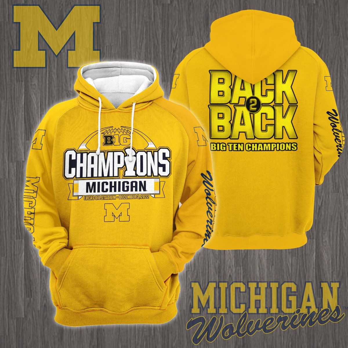 3D All Over Printed Michigan Wolverines Big Ten Champions 2022 Shirts Ver 3