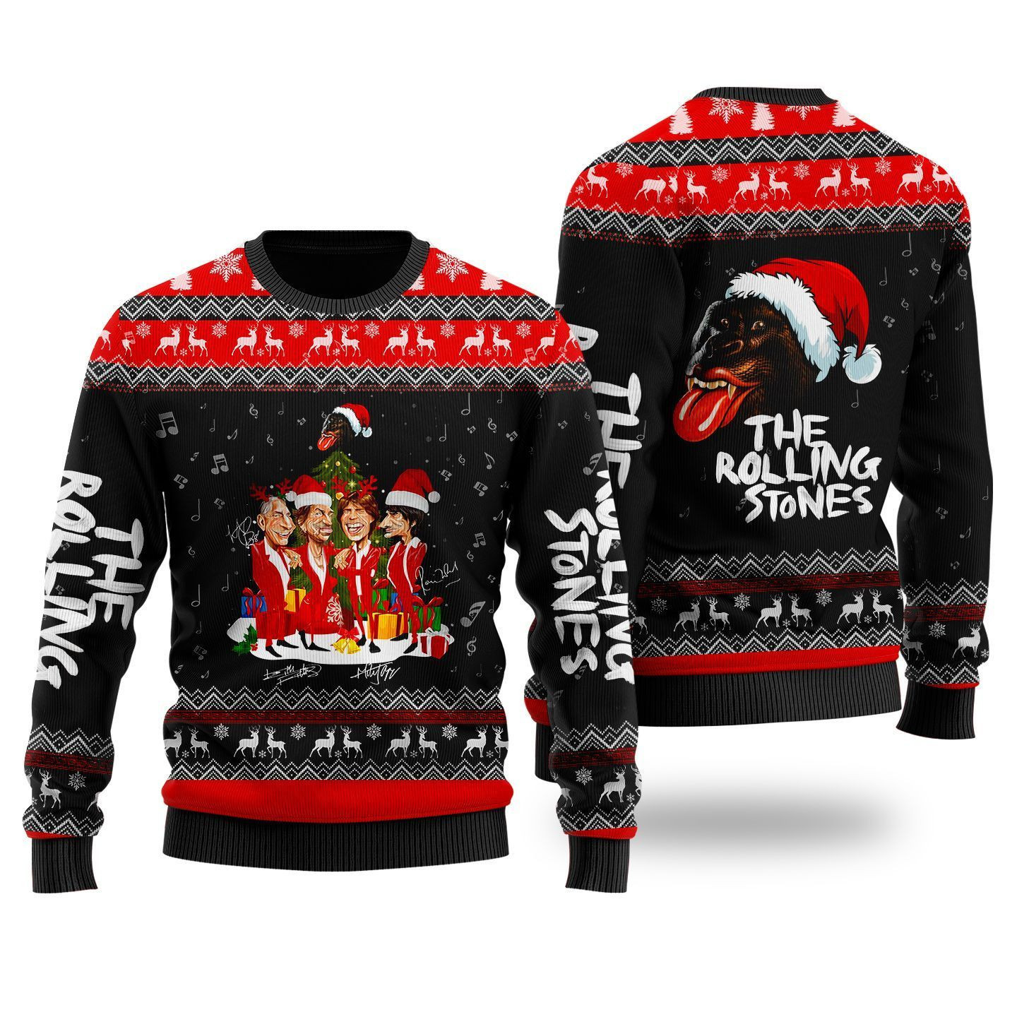 3D All Over Printed The Rolling Stones  Faux Wool Sweater Ver 2 (Black)