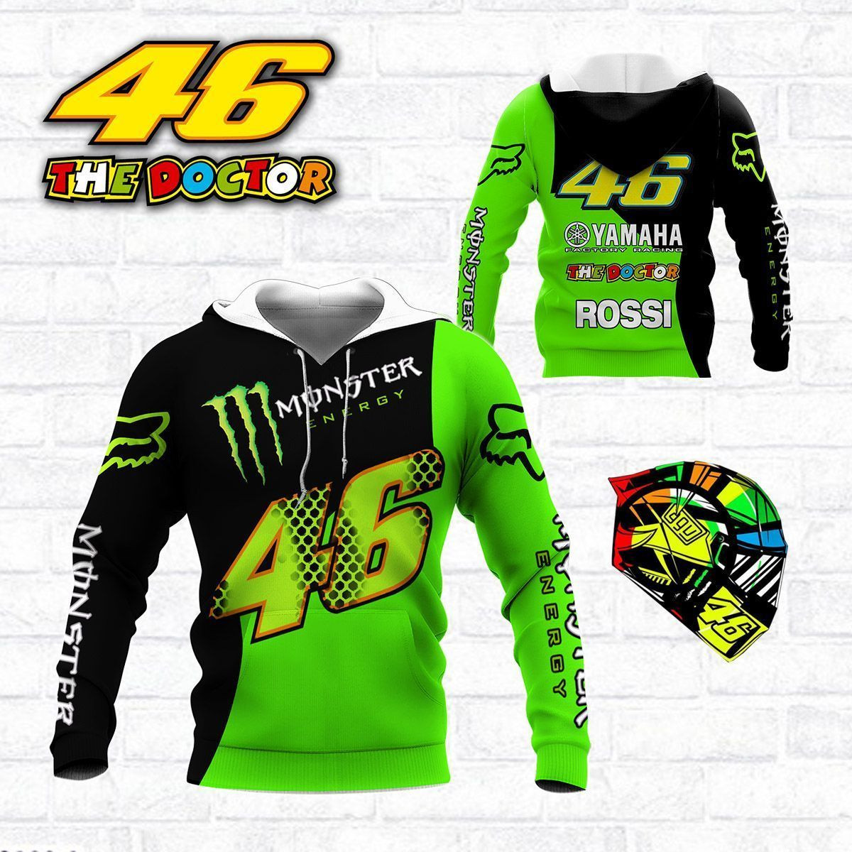 3D All Over Printed VR46 Yamaha  Shirts Ver1 (Bright Green)