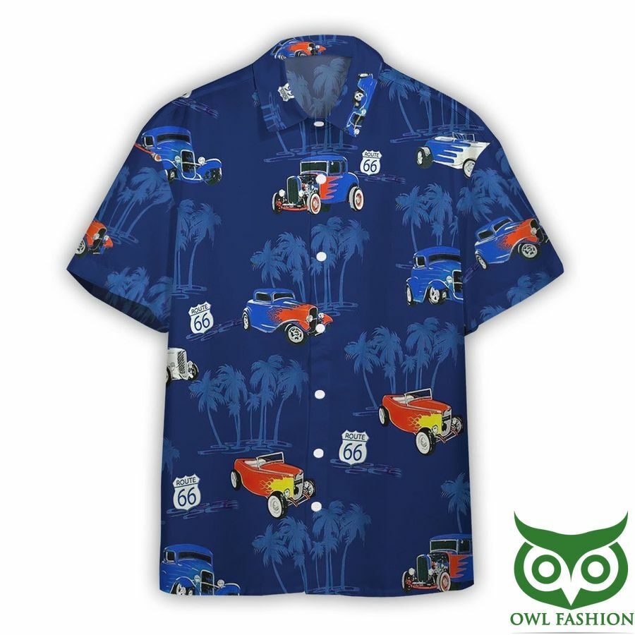 3d Aop Graphic Route 66 Car Rod Custom Hawaiian Shirt