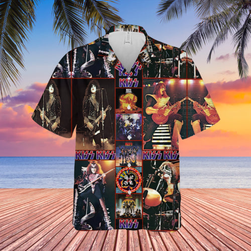 3d Fall In Love With Kiss Band Ver1 Unisex Hawaiian Shirt Summer Shirt Full Size