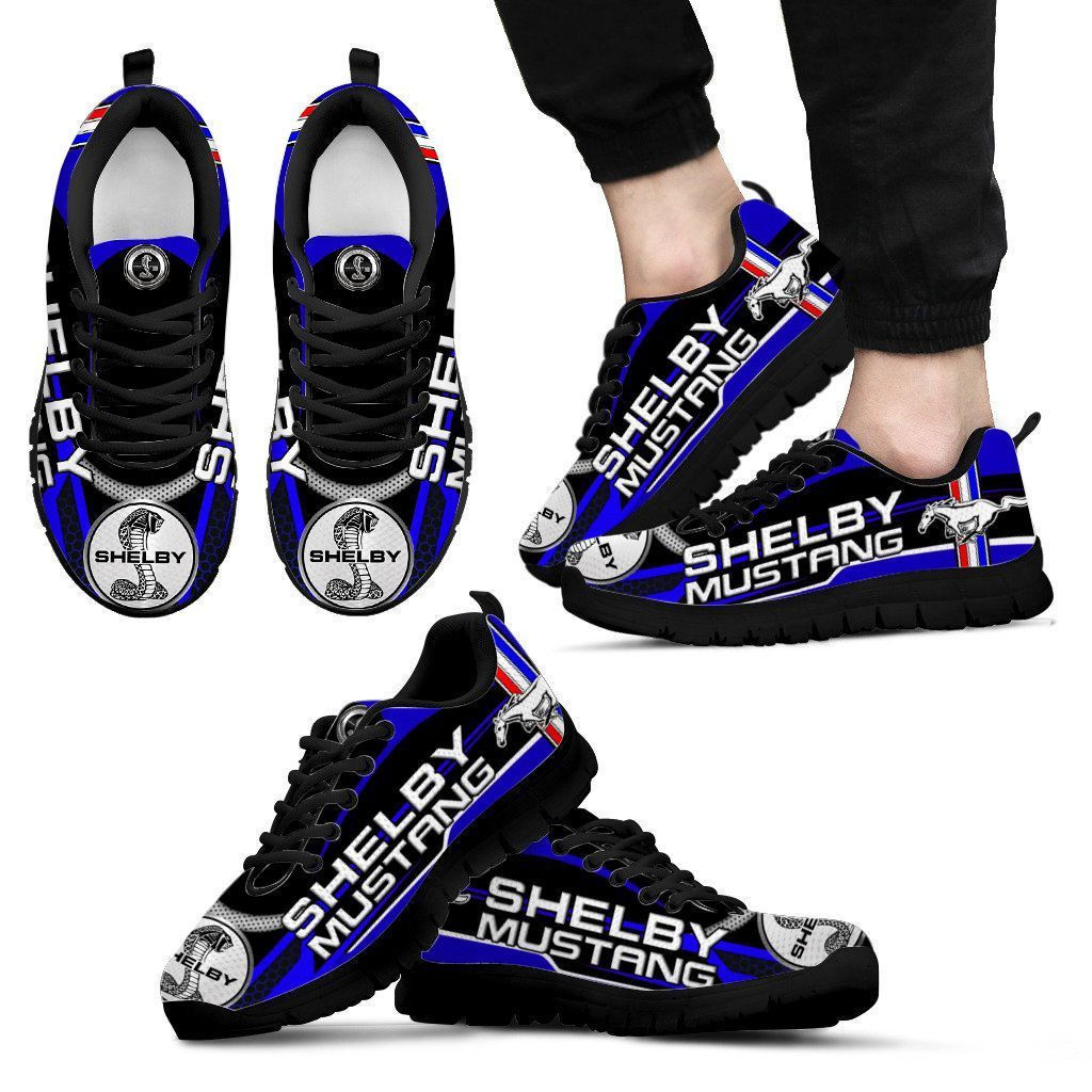 3D Printed Shelby Mustang  Sneakers Ver 2 For Men & Women (Blue)